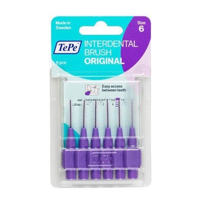 TePe Interdental Brush - Large Purple (1.1mm) Size 6 6Pack