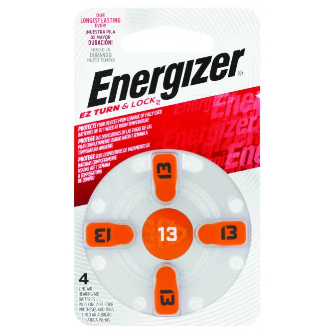 Energizer EZ hearing aid Turn & Lock Size 13 Batteries Pack of 4