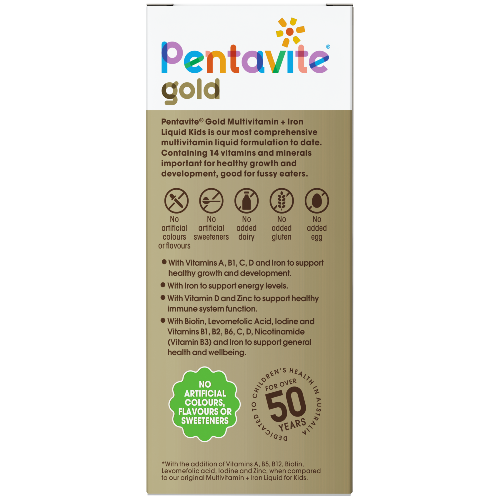 Pentavite Gold Multivitamin + Iron Liquid Watermelon For Kids 200ml
