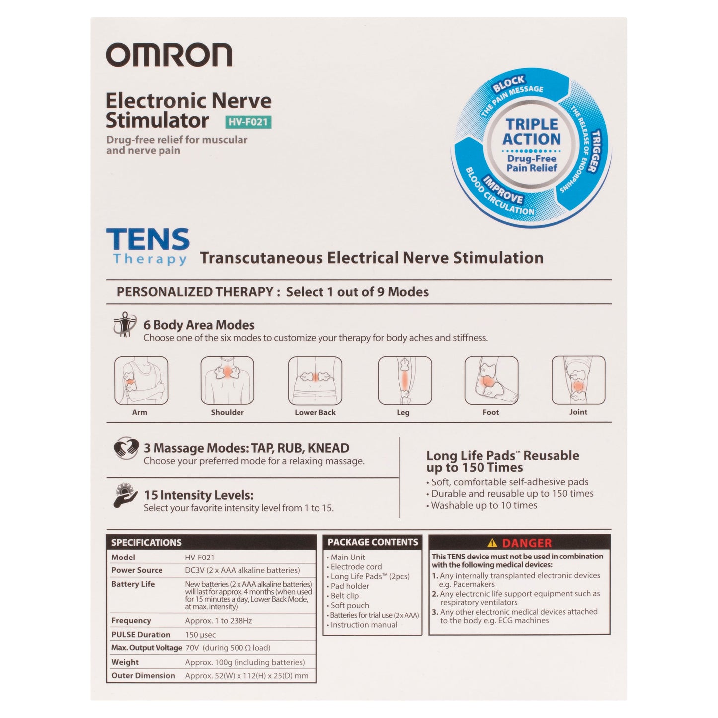 Omron HVF021 Deluxe TENS Therapy Device