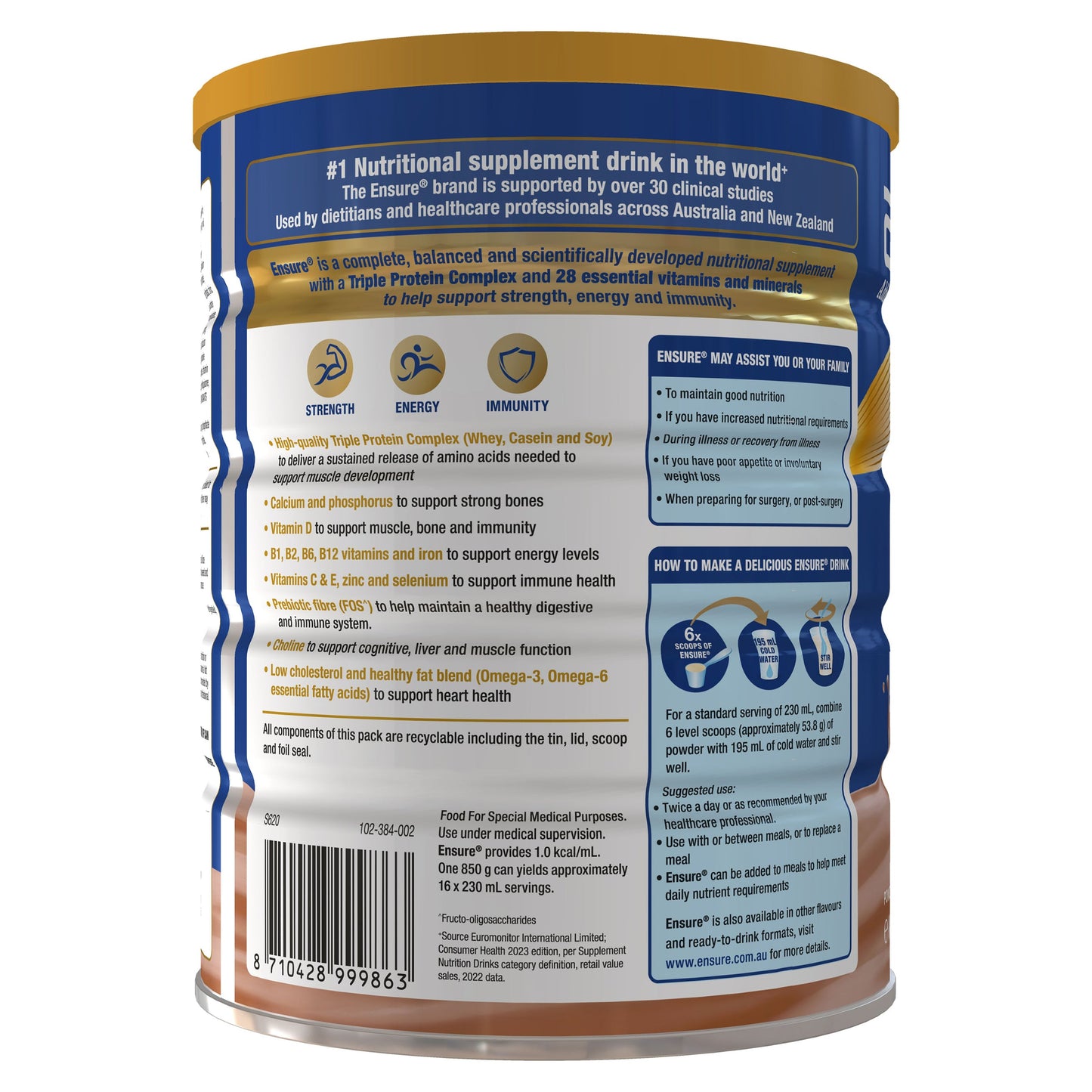 Ensure New Powder Choc 850g