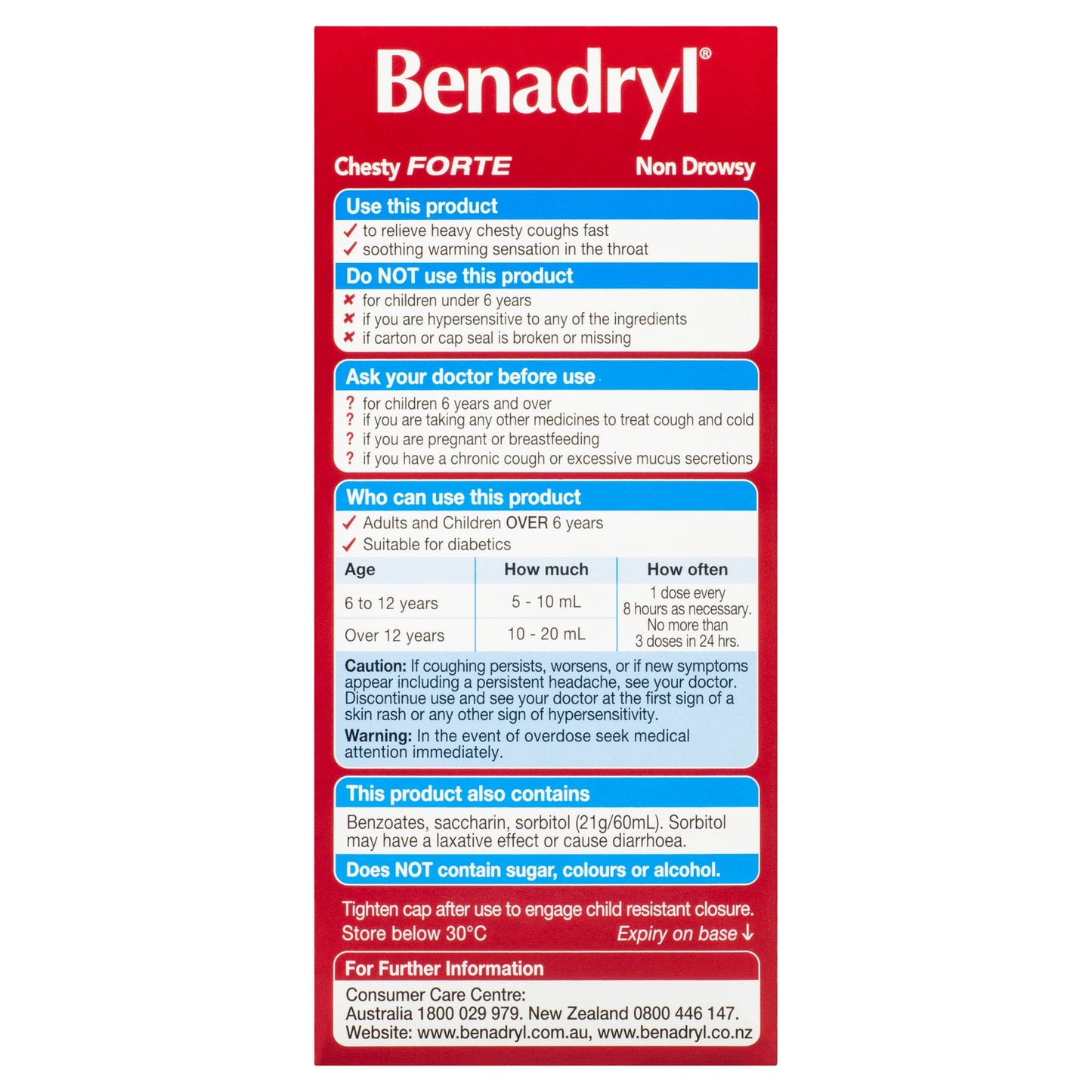 Benadryl Chesty Forte Cough Liquid Berry Flavour 200ml