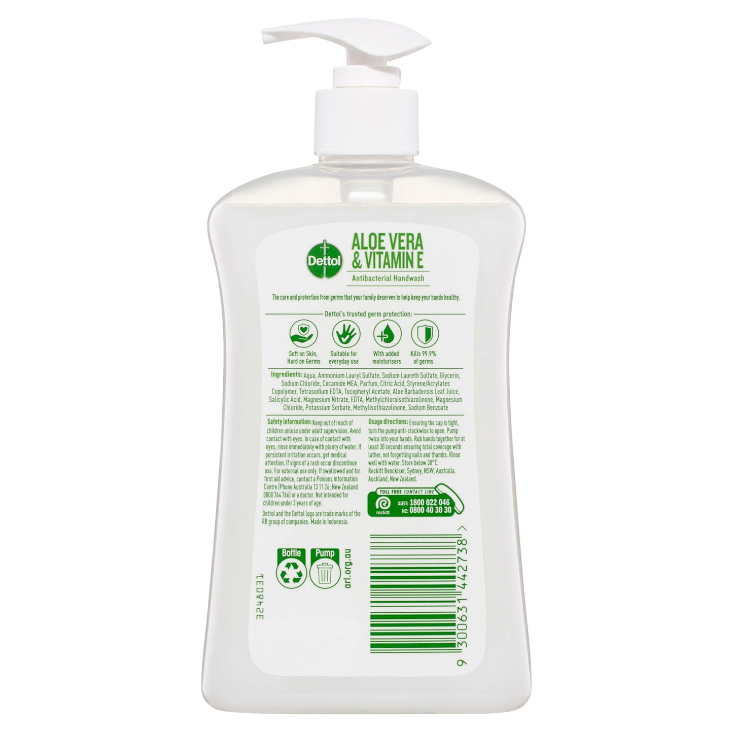 Dettol Antibacterial Liquid Hand Wash Aloe Vera 500 Ml Pump