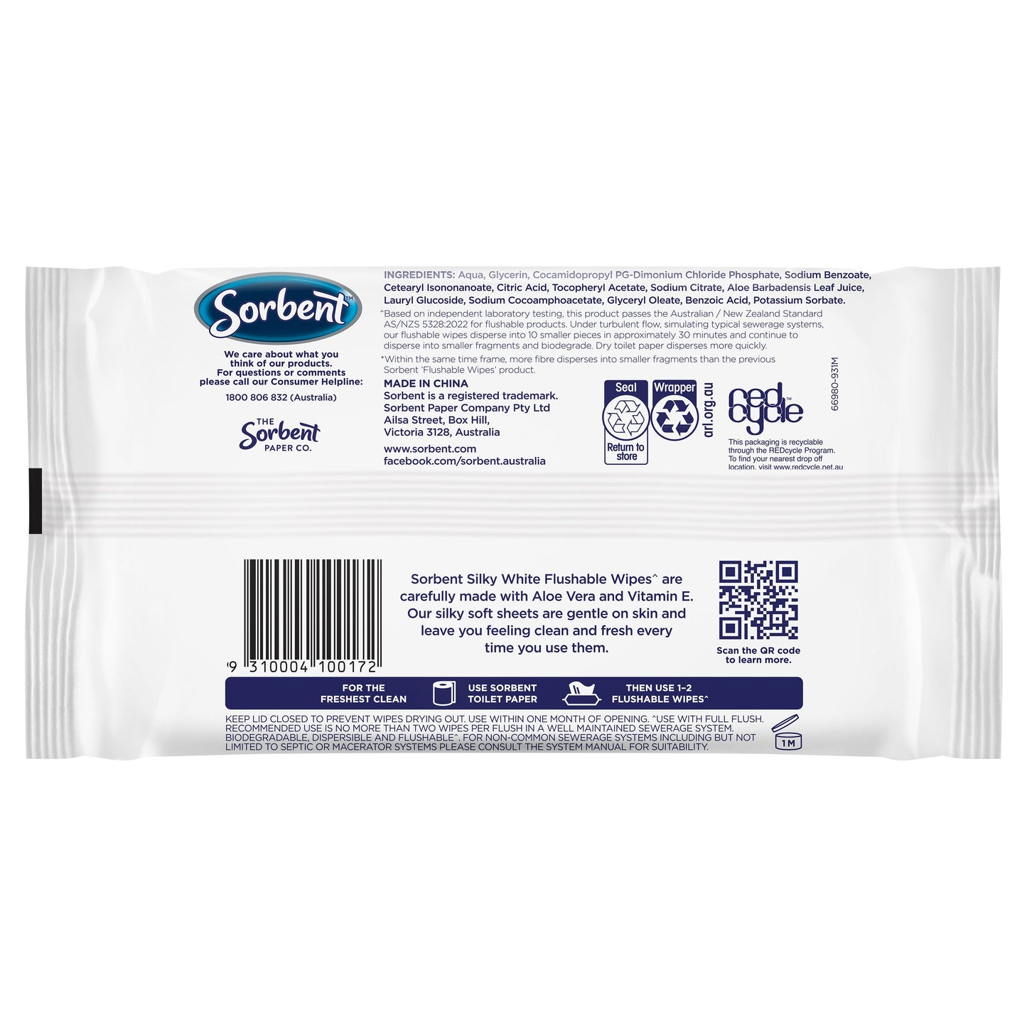 Sorbent Flushable Wipes Clean & Fresh Refill 40PK