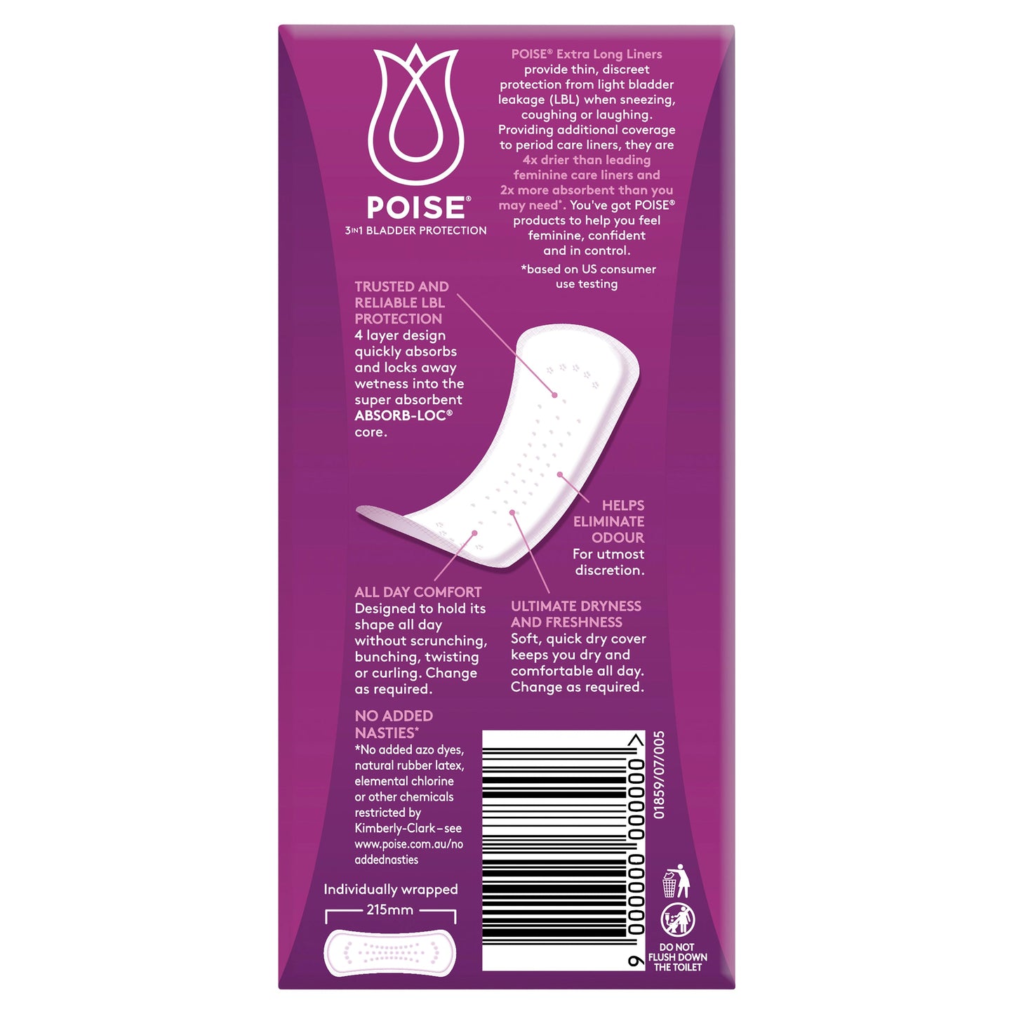 Poise Liners Extra Long 22