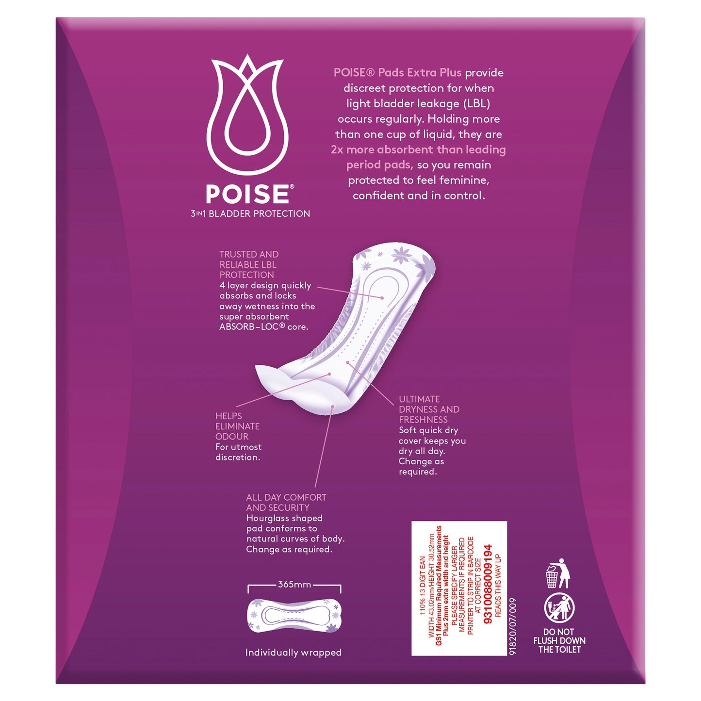 Poise Extra Plus Pad 20pk