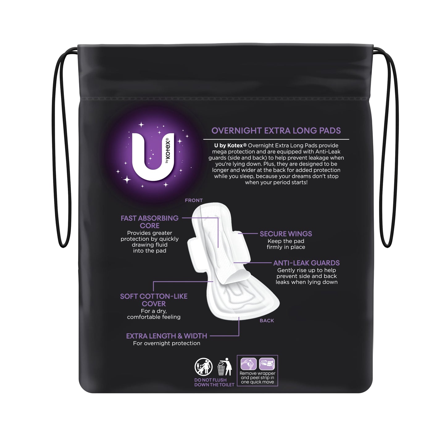 U by Kotex Maxi Pad Overnight Long Wing 8 Pack