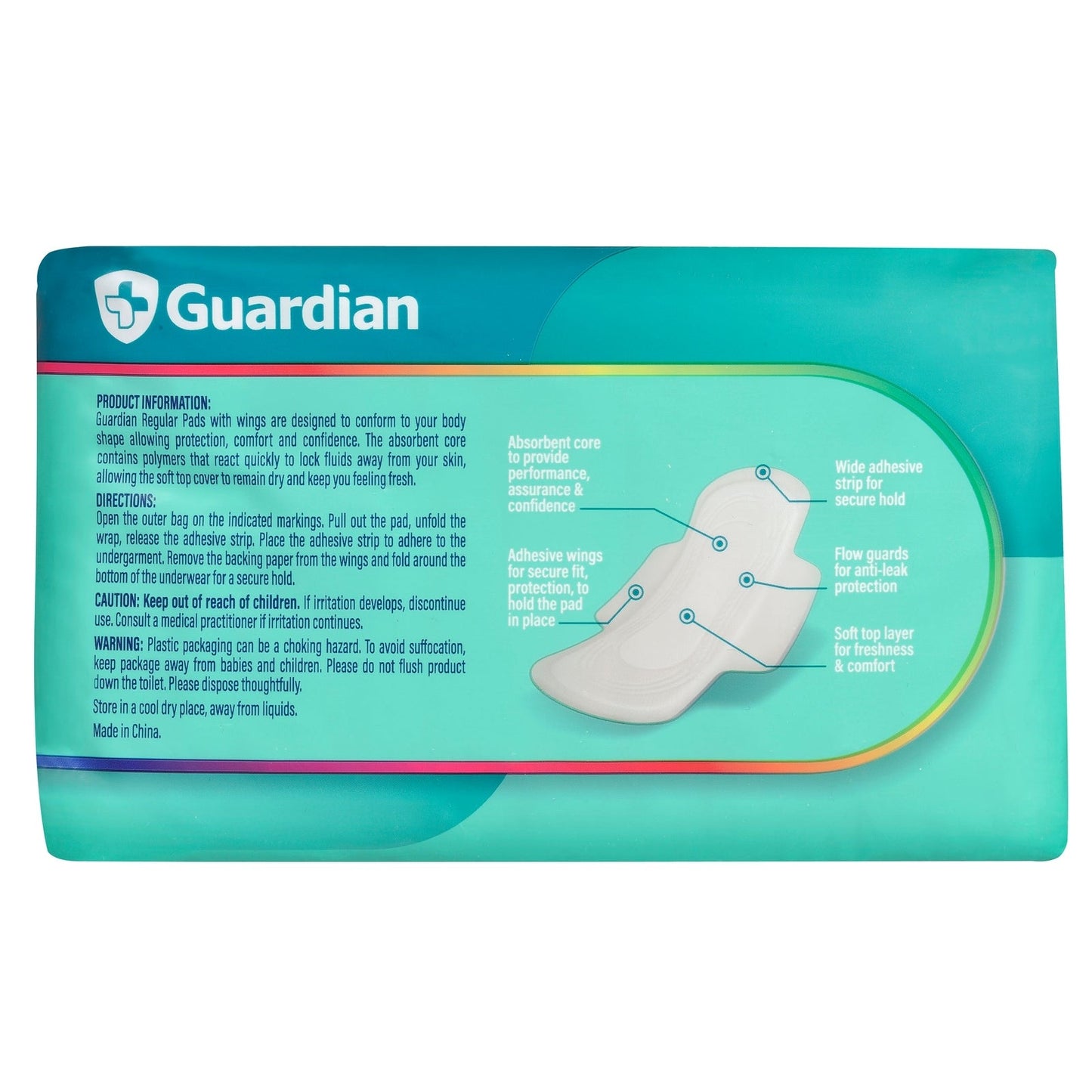 Guardian Regular Pads With Wings 14pk