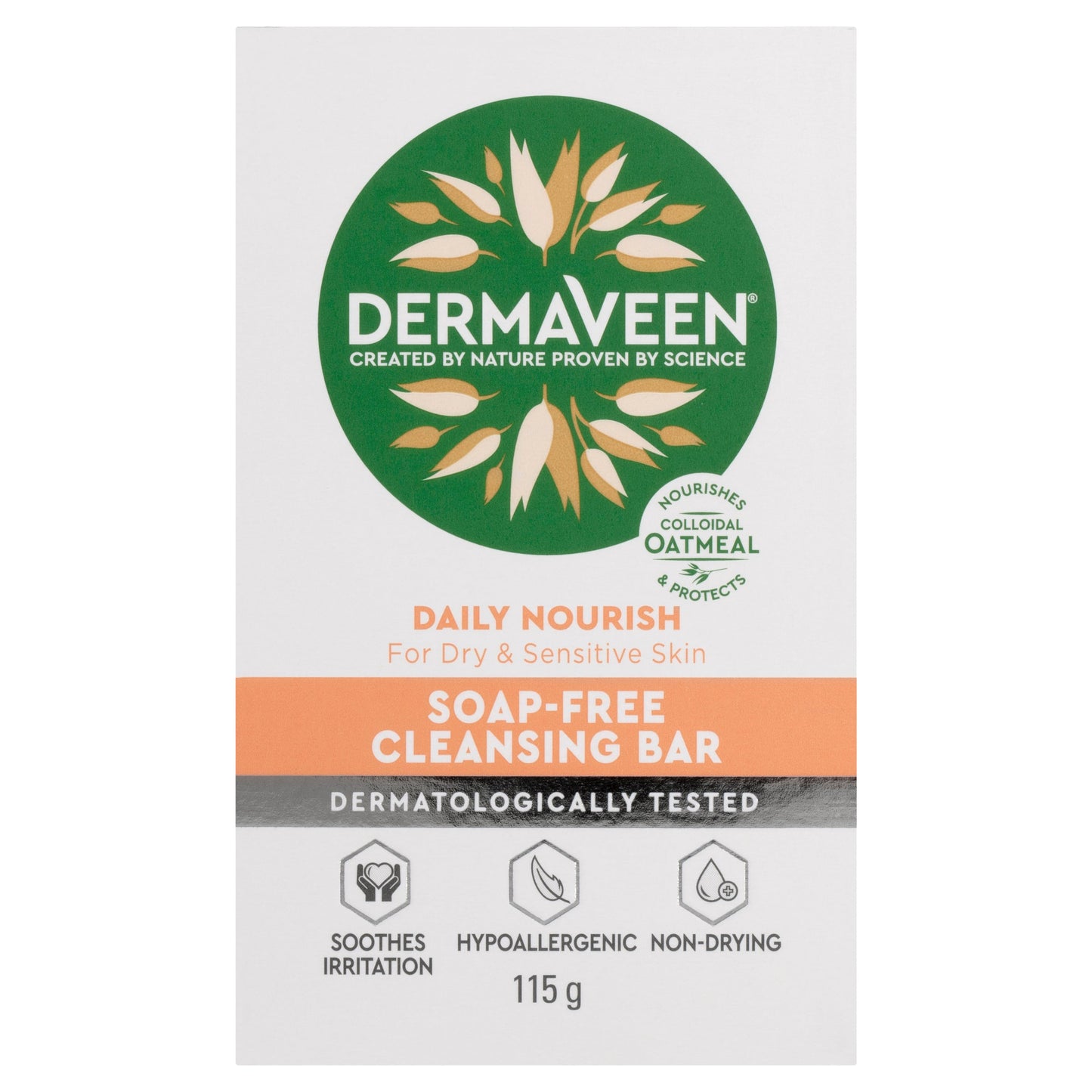 DermaVeen Daily Nourish Soap Free Cleansing Bar 115g