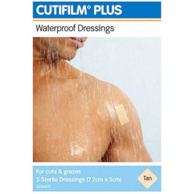 Cutifilm Plus Waterproof Dressing 7. 2cm X 5cm 5 Pack