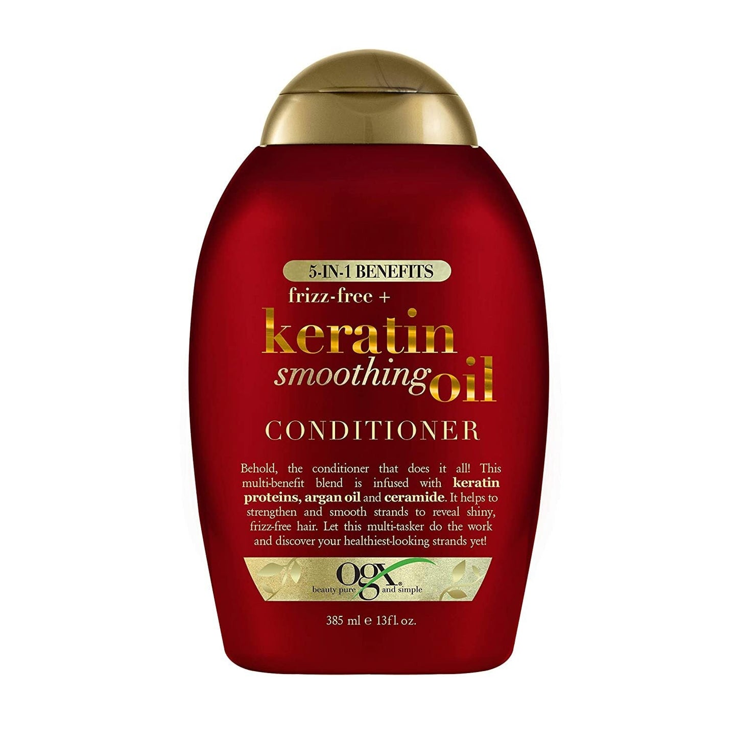 OGX Frizz-Free + Keratin Smoothing Oil Conditioner 5 in 1 for Frizzy Hair, Shiny Hair 385 ml