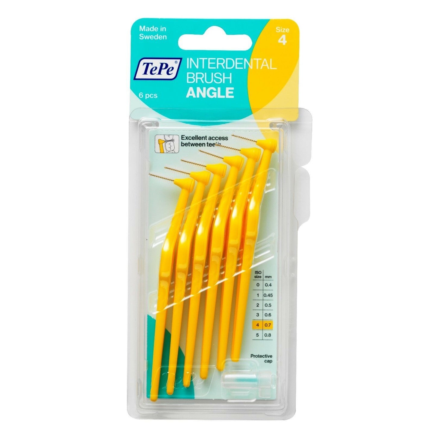 TePe Angle Yellow Interdental Brushes 0.7mm 6 Pack