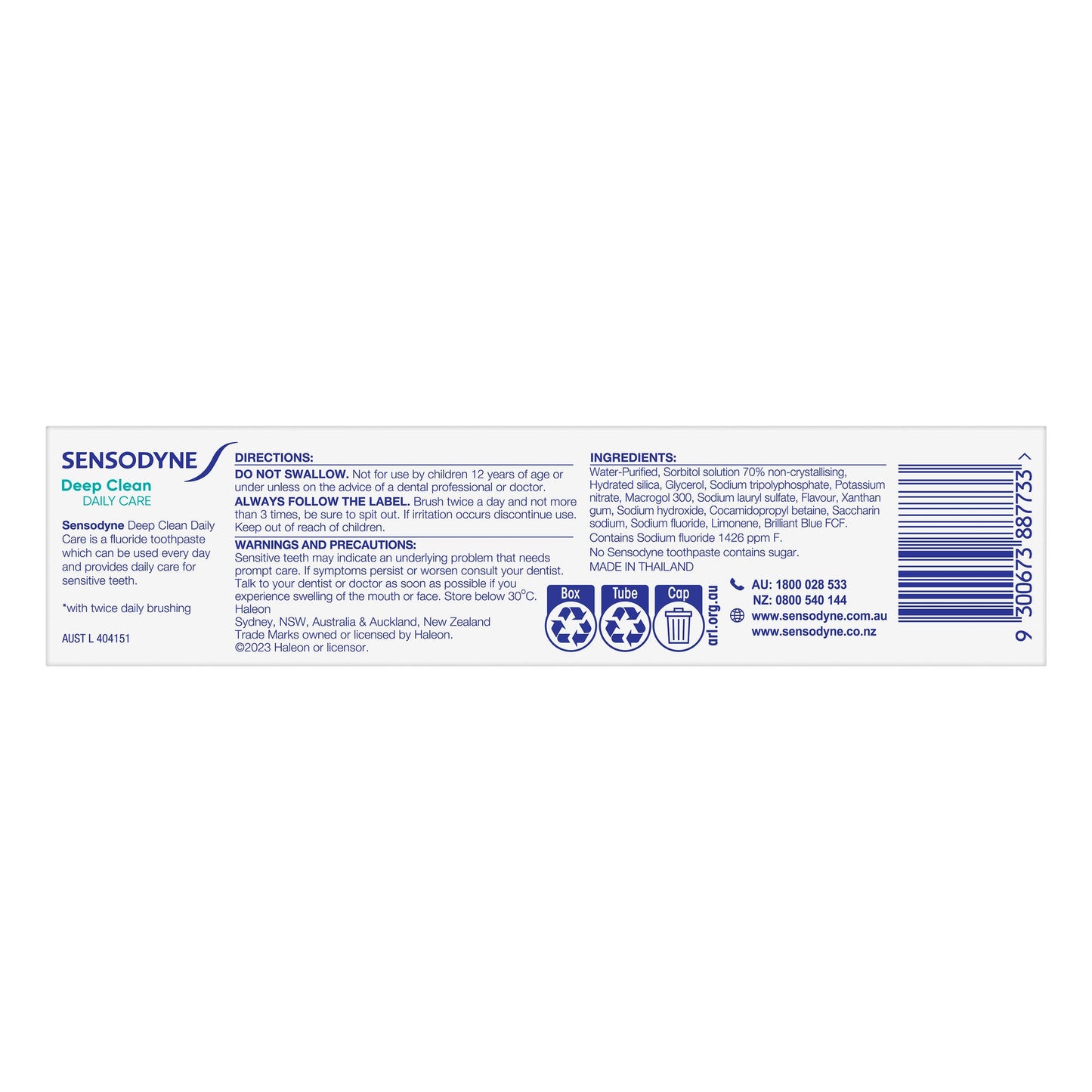 Sensodyne Deep Clean Sensitive Toothpaste 110g