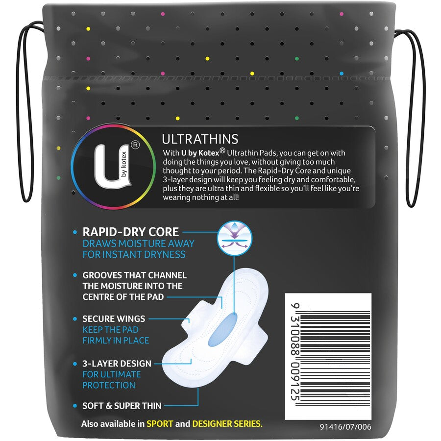 U By Kotex Ultrathin With Wings Pads 14 Pack Regular
