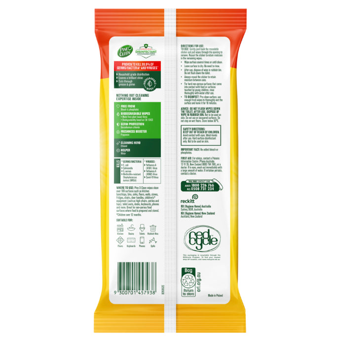 Pine O Cleen Disinfectant Biodegradable Wipes Lemon Lime 110 Pack