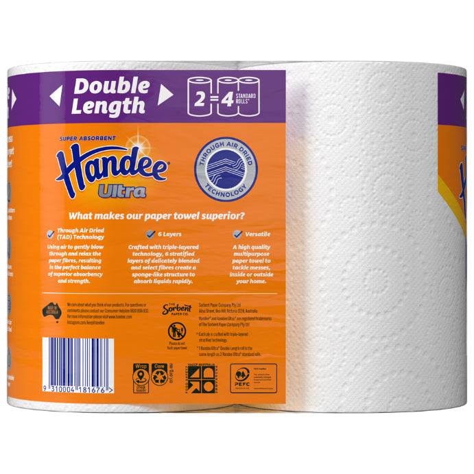 Handee Ultra Double Length Paper Towels 2 Pack