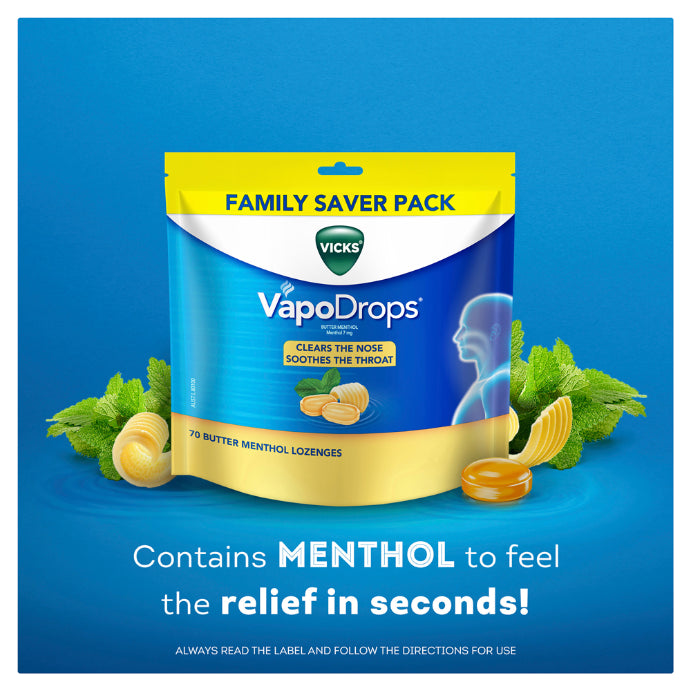 Vicks Vapodrops Butter Menthol 70 Lozenges