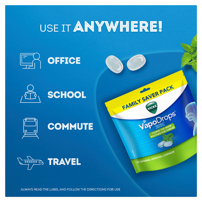 Vicks Vapodrops Original Menthol 70 Lozenges