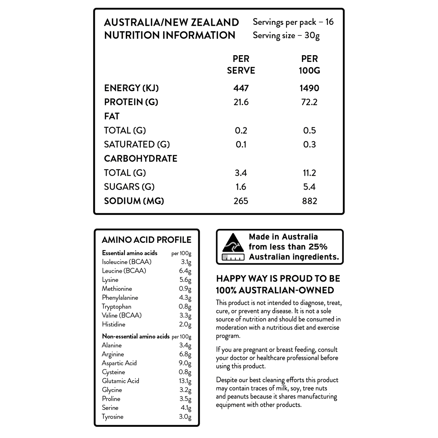 Happy Way Vegan Protein Powder Vanilla 1kg