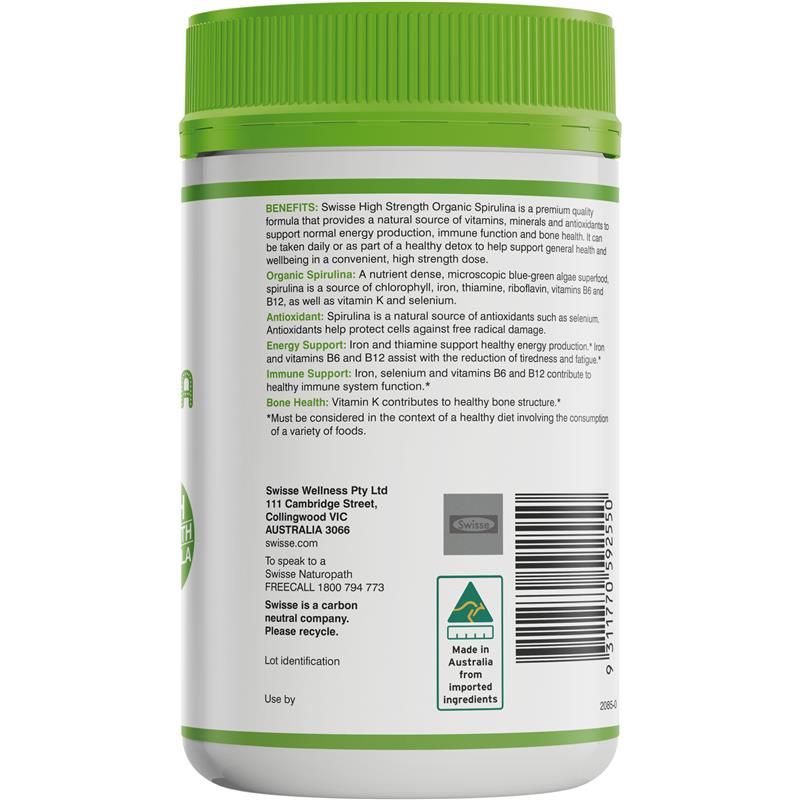 Swisse Organic Spirulina 1000mg 200 Tablets