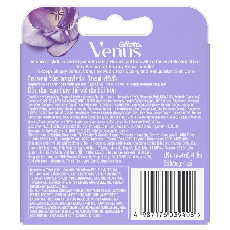 Gillette Venus Comfort Glide Freesia Blades 4 Pack