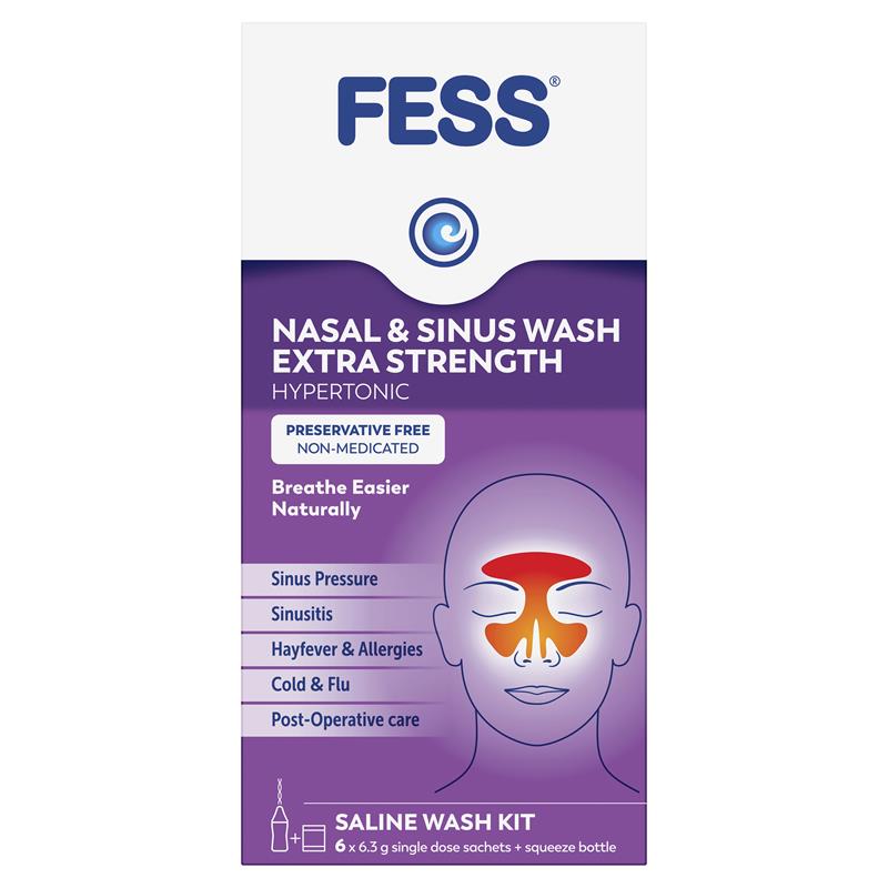 Fess Nasal & Sinus Wash Extra Strength Starter Kit 6 Sachets