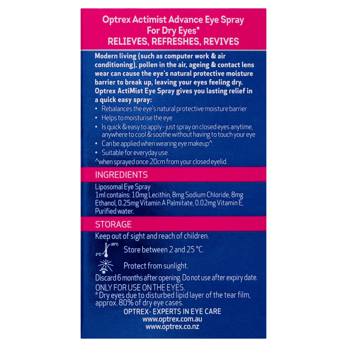 OPTREX ACTIMIST DRY EYE Preservative FREE 10ML