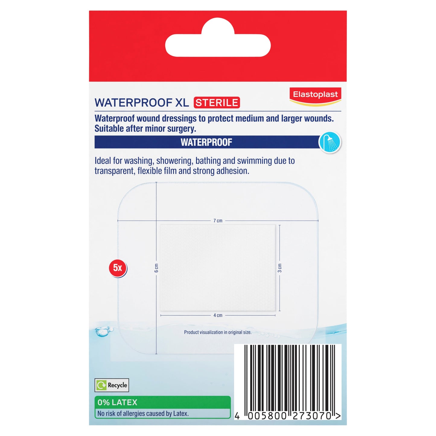 ELASTOPLAST AQUA PROTECT XL 6X7 CM DRESS 5PK