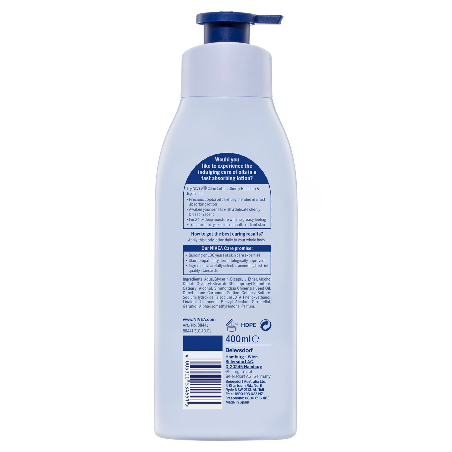 Nivea Body Oil In Lotion Cherry Blossom Jojoba 400ml