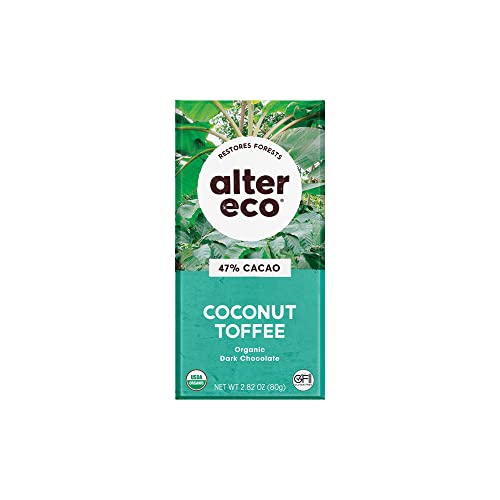 Alter Eco Chocolate (Organic) Dark Coconut Toffee 80g 12 Pack
