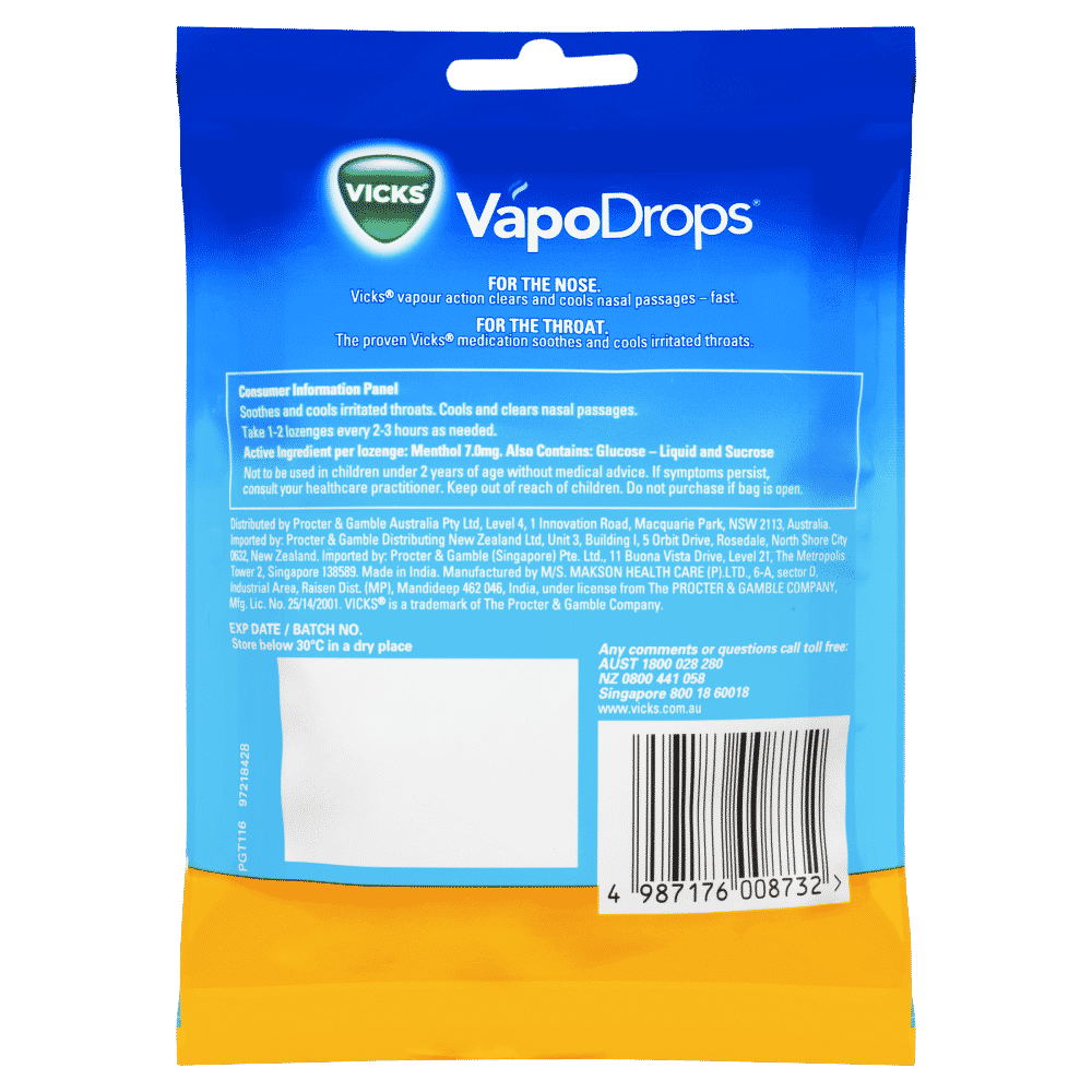 Vicks VapoDrops Butter Menthol Lozenges 24 Pack