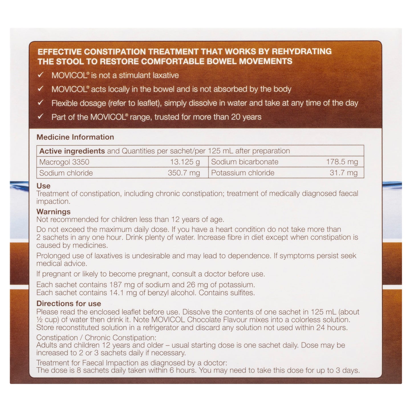 Movicol Powder Sachets 13g Chocolate 30