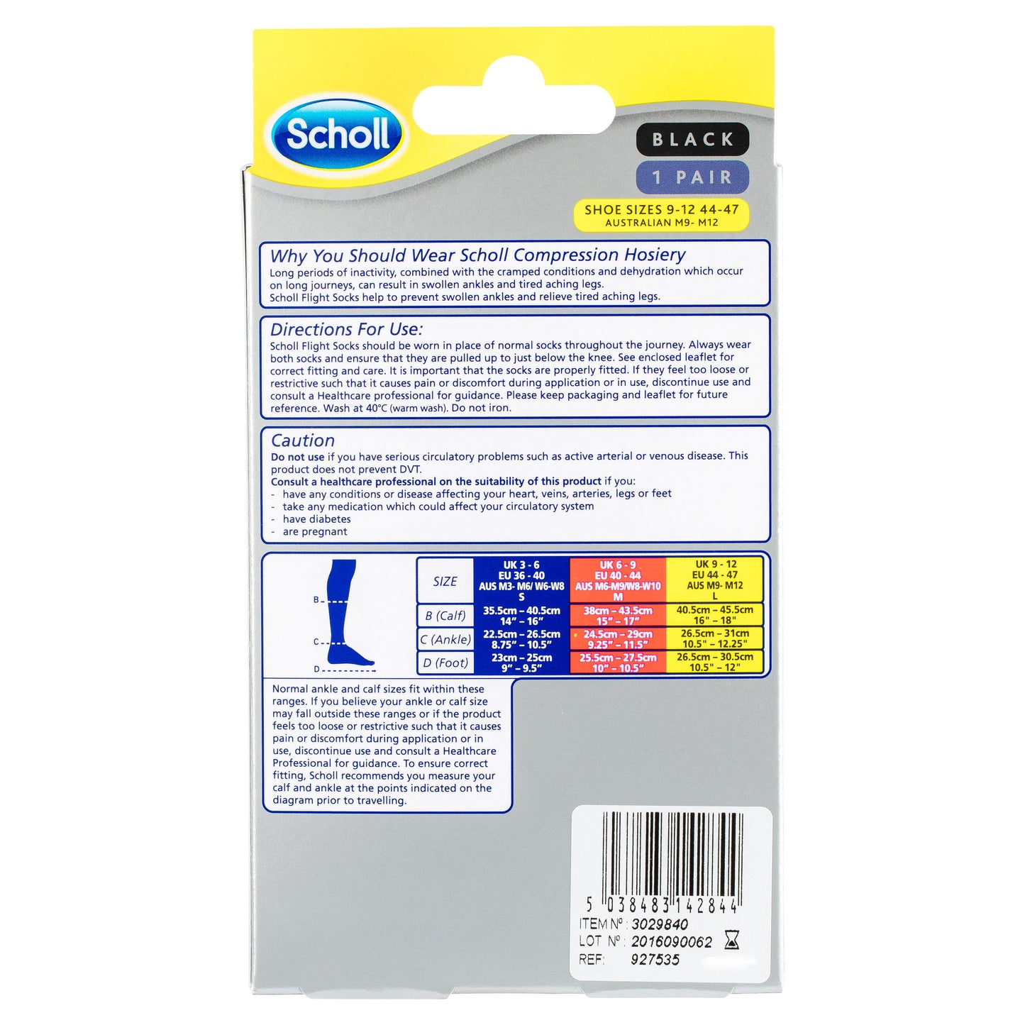 Scholl Flight Socks Size 9-12