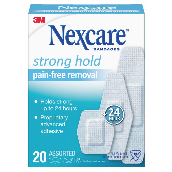 Nexcare Strong Hold Pain-Free Removal Strips 20 Pack Assorted