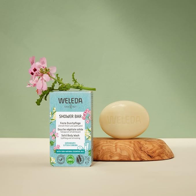Weleda Organic Shower Bar (Solid Body Wash) Geranium + Litsea Cubeba 75g