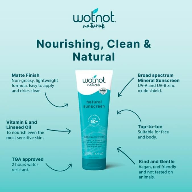 Wotnot Naturals Natural Sunscreen SPF 50+ 125g