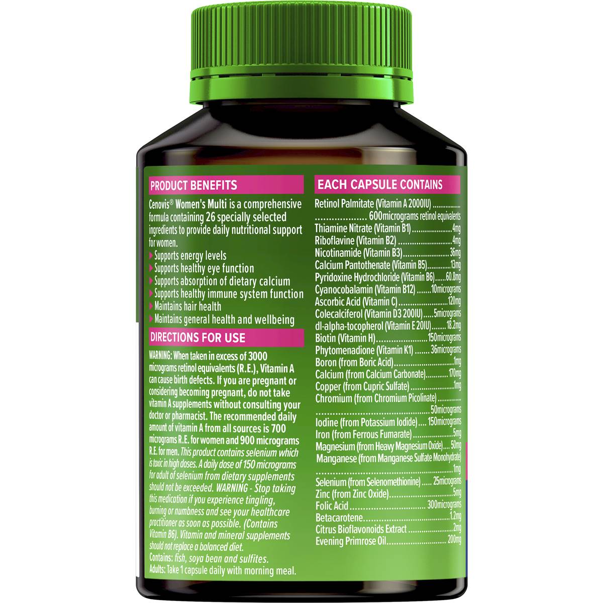 Cenovis Women's Multi Once-daily Multivitamin 50 Capsules