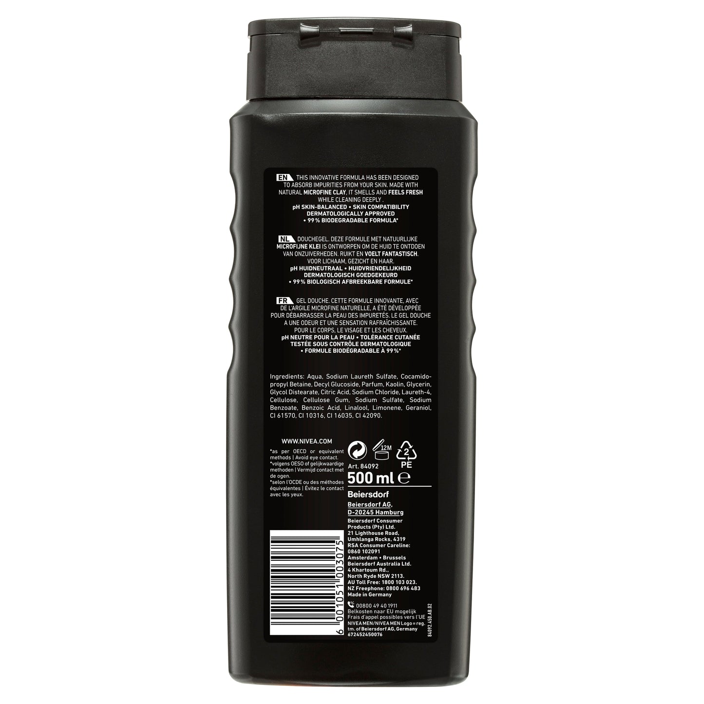 Nivea Men Deep Clean Shower Gel 500ml