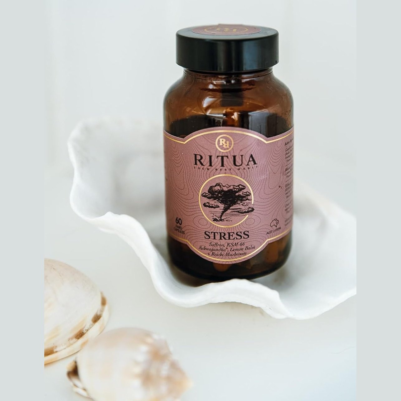 RITUA STRESS Saffron Ashwagandha LemonBalm Reishi 60 Caps