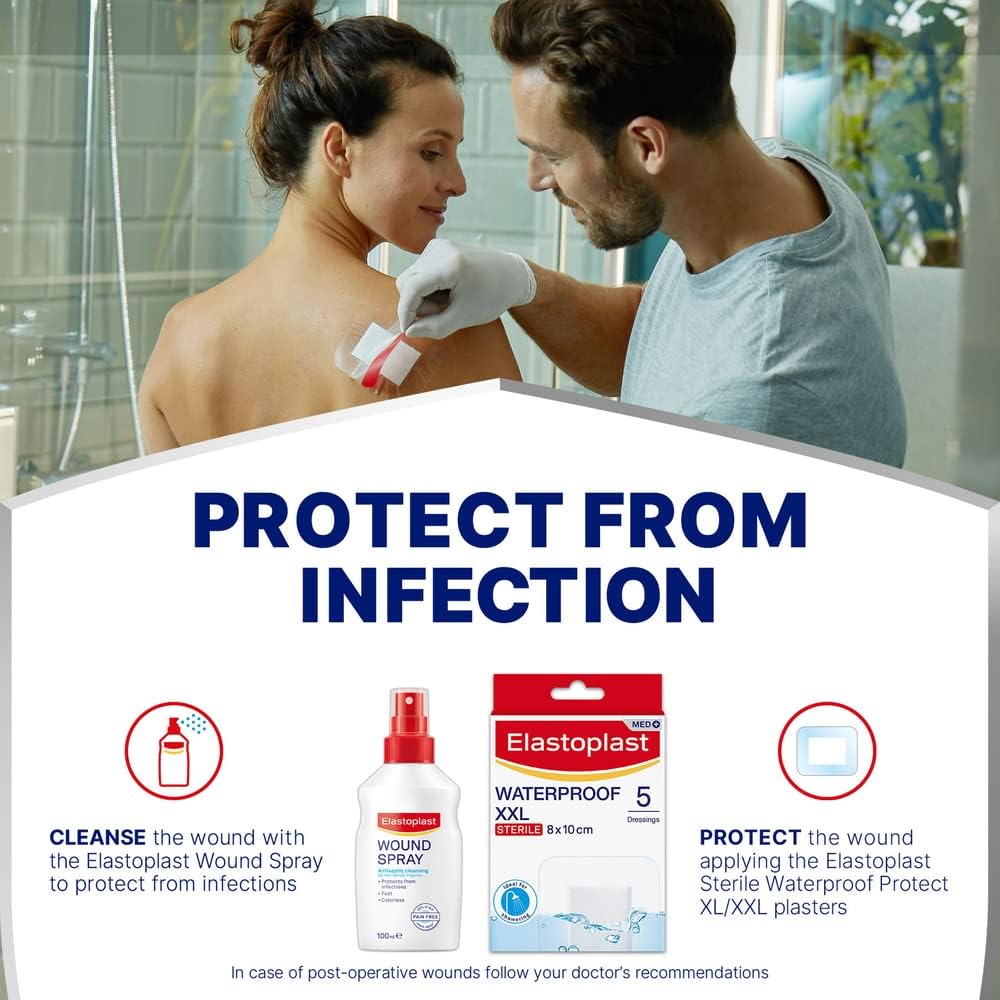 Elastoplast Waterproof XXL 8x10cm 5 Dressings