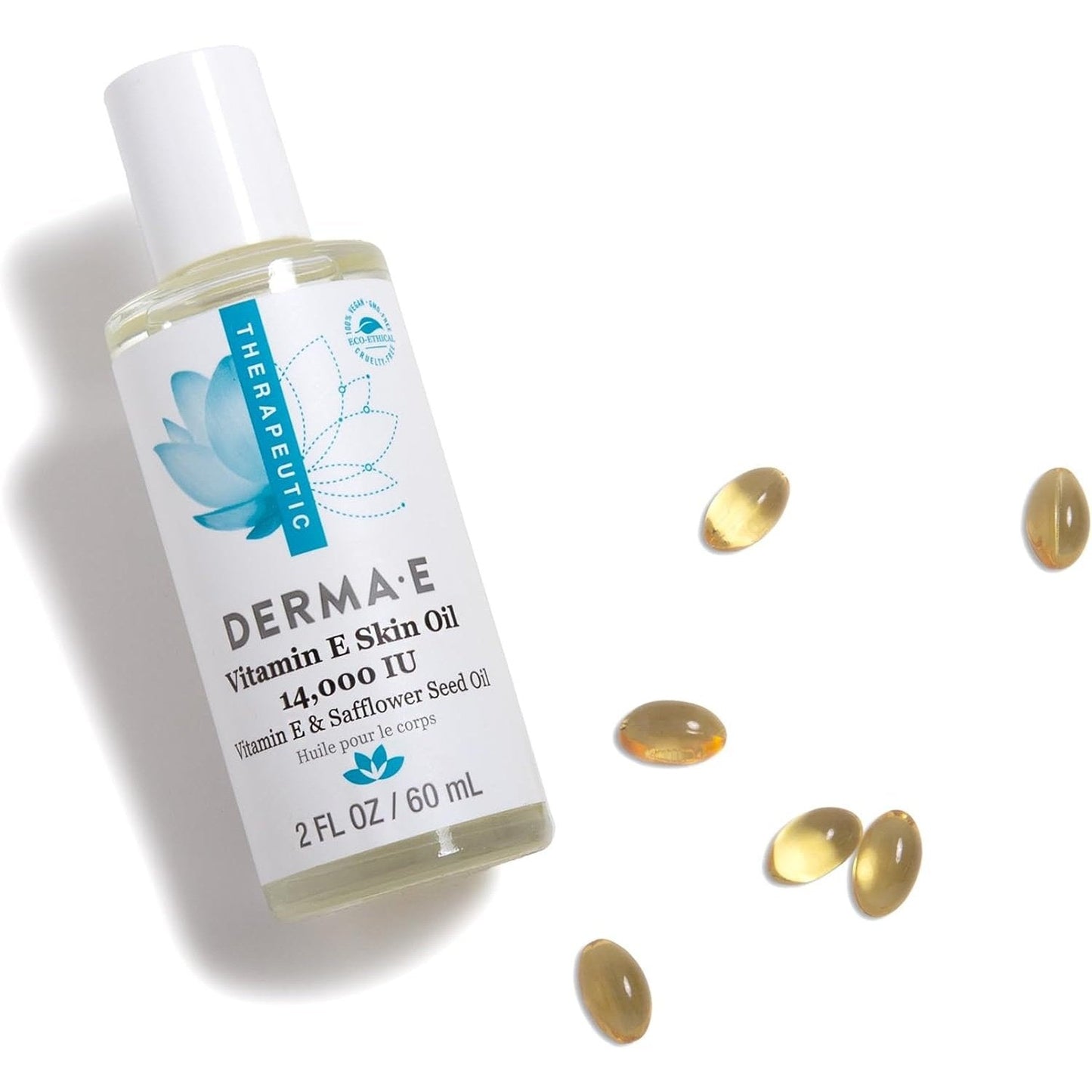 DermaE Therapeutic Vitamin E Skin Oil (14,000IU) with Vitamin E & Safflower Seed Oil 60ml