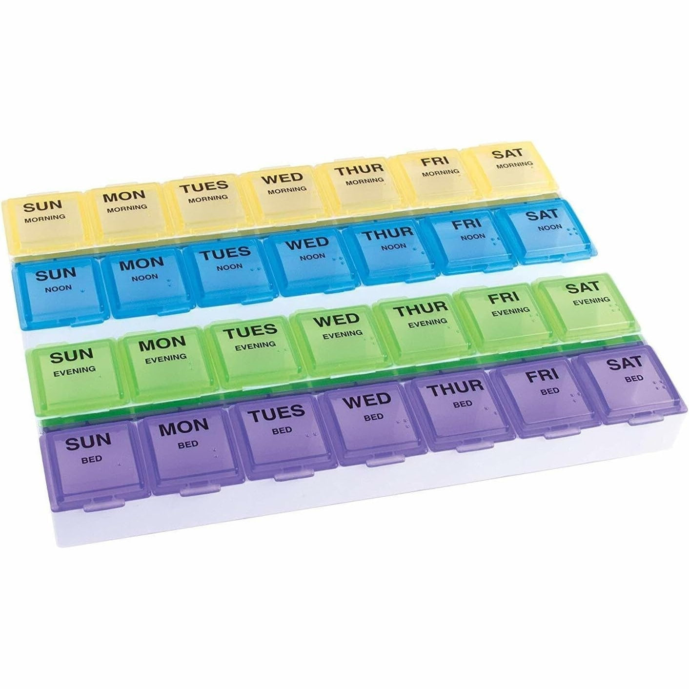 Ezy Dose MEDTime Planner Weekly 4x per Day Pill Organiser Multi Colour Large