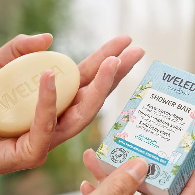 Weleda Organic Shower Bar (Solid Body Wash) Geranium + Litsea Cubeba 75g
