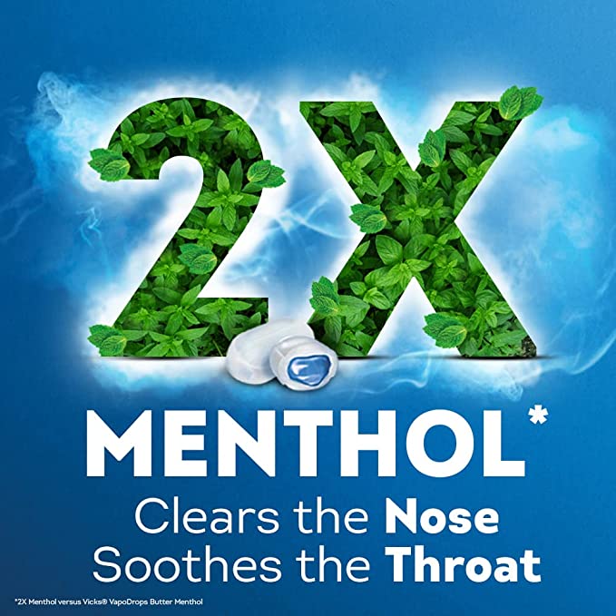 Vicks VapoDrops Xtra Strong Menthol Blast Centres 16 Lozenges