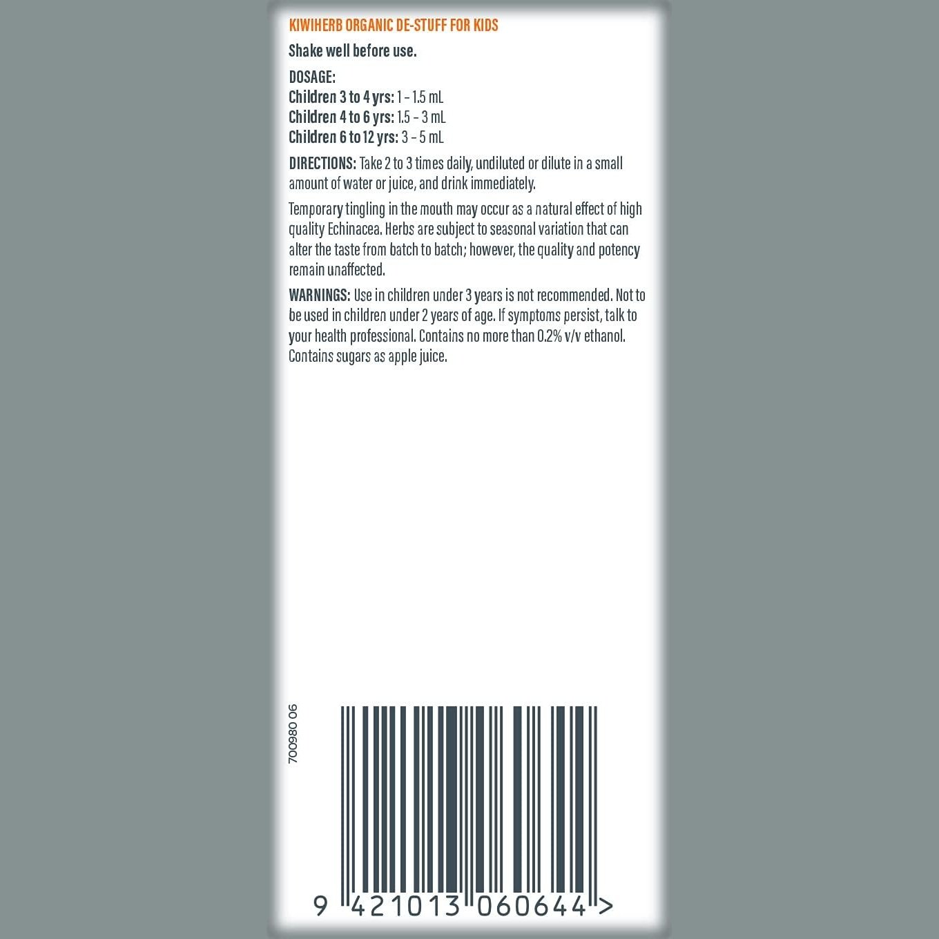 Kiwiherb Organic De-Stuff for Kids Oral Liquid 100ml