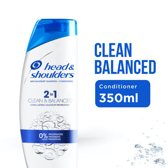 Head & Shoulders Clean & Balanced 2in1 Anti Dandruff Shampoo and Conditioner for Clean Scalp 350ml