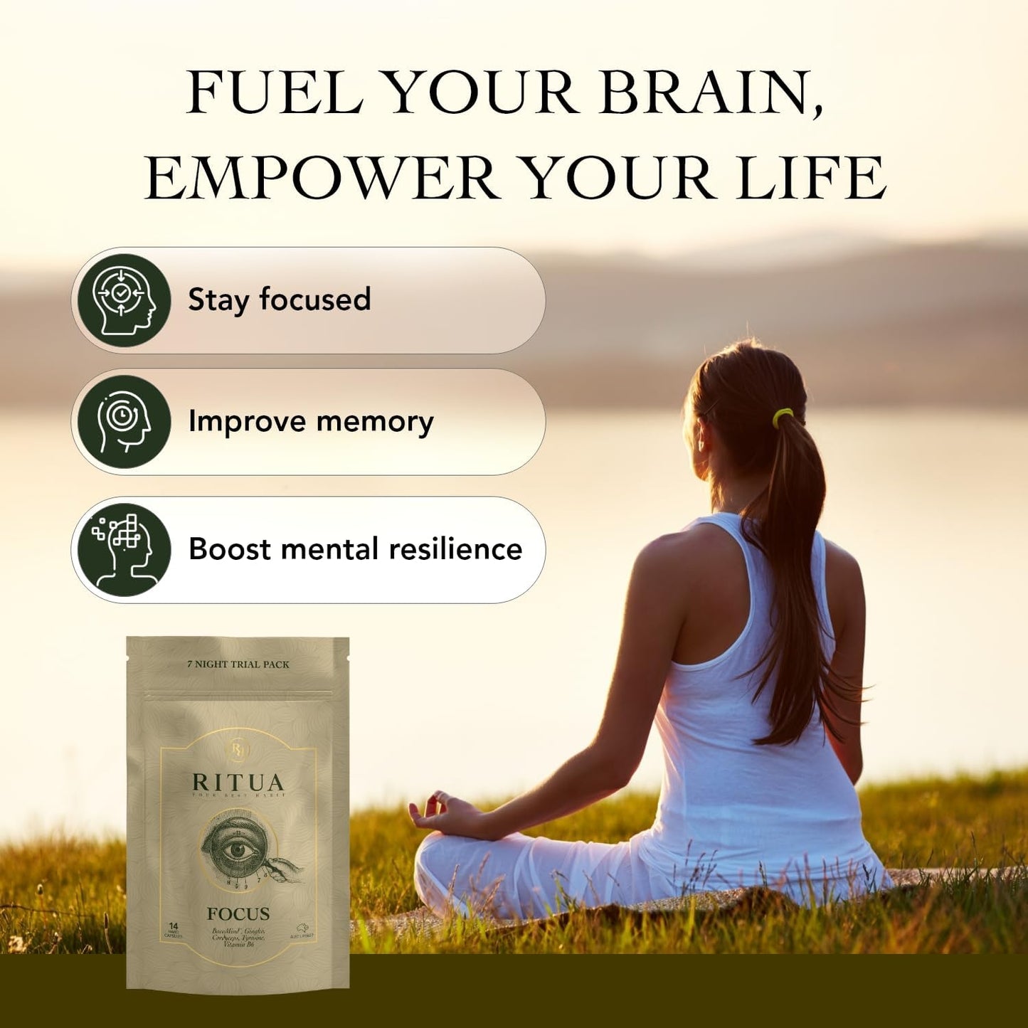 Ritua Focus 7 Day Bacomind Ginko Cordyceps Tyrosine B6 14 Caps