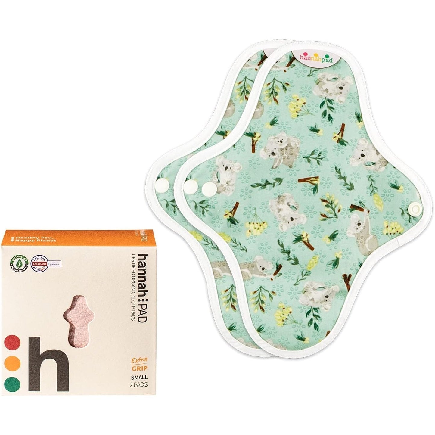 Hannah Pad Organic Cotton Reusable Cloth Pad Small Extra Grip x 2 Pack (Fabric supplied at random)