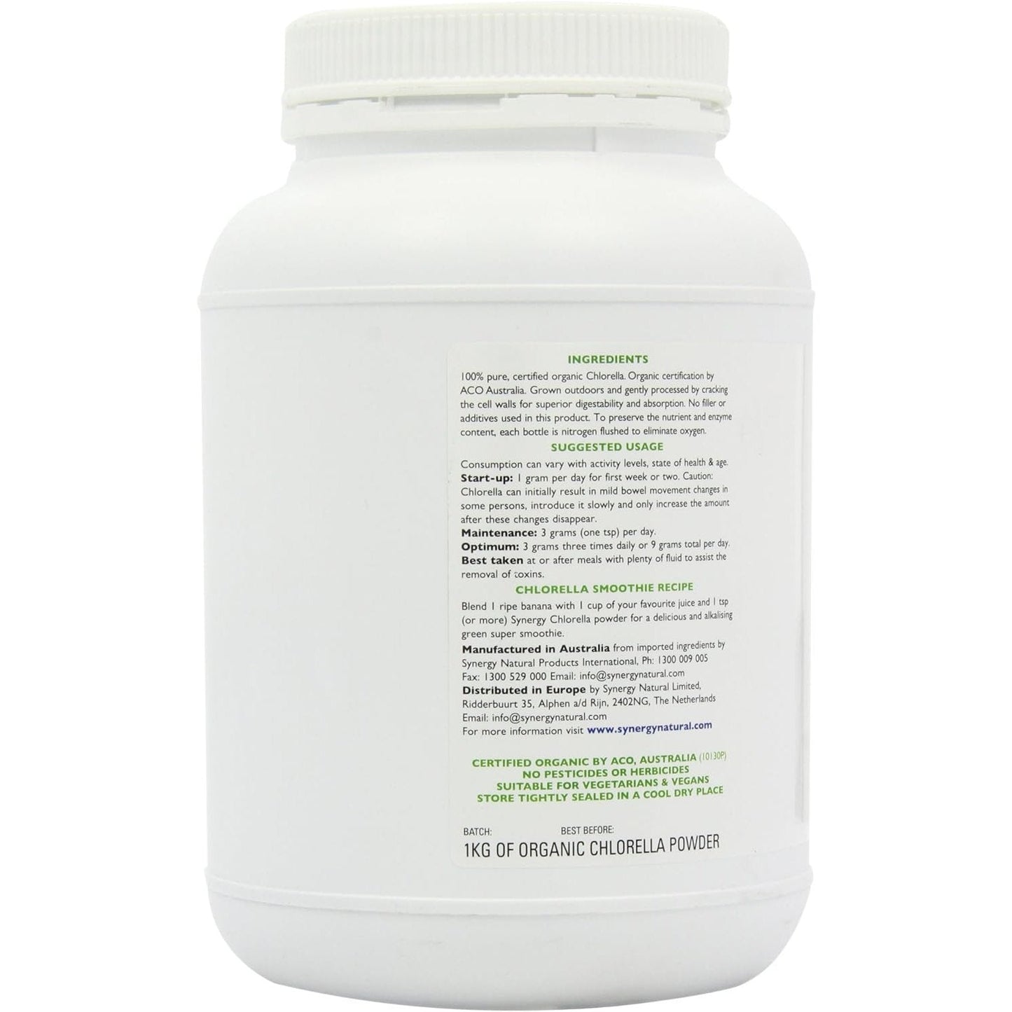 Synergy Natural Organic Chlorella Powder 1kg