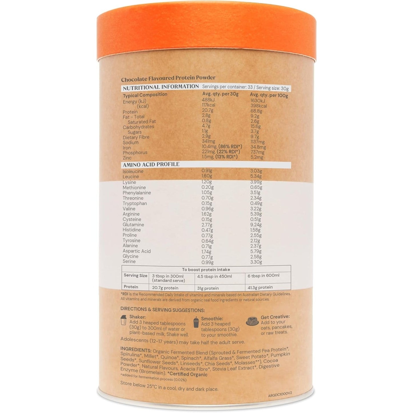 Amazonia Raw Protein Organic Paleo Gentle Digest Chocolate 1kg